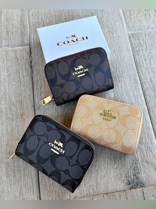 Coach Handbags - Coach Small Zip Around Card Case In Signature Canvas